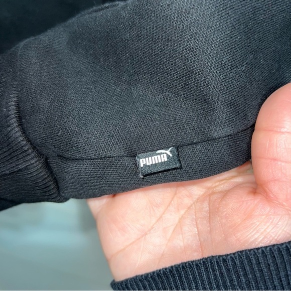 PUMA Mens Taping Fleece Hoodie, Cotton Black/Puma White | S - Picture 8 of 10